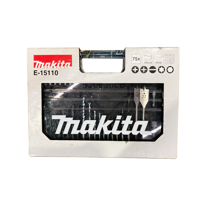 MAKITA Set Mata Bor Drill Bits Set 75pcs Steel, Wood, Aluminium HSS E-15110