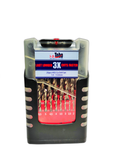 TOHO Cobalt Drill Bit Set 25pcs 1,0-13,0 mm