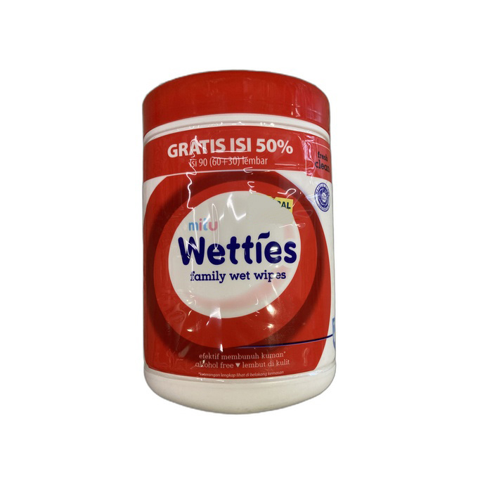 MITU WETTIES Tisu Basah Fresh Clean Botol 90 Lembar Sheet Tissue Basah Mitu