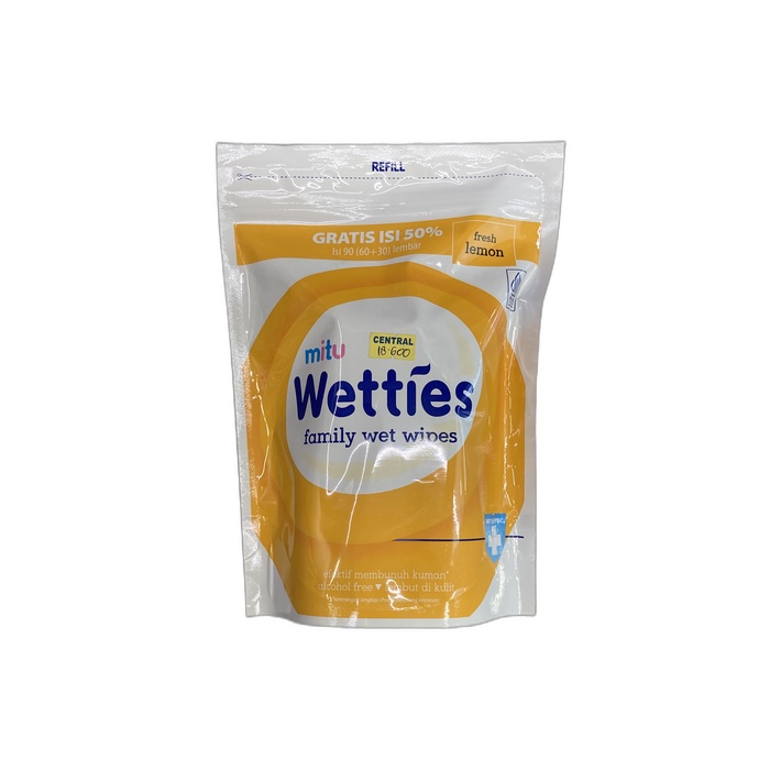 MITU WETTIES Tisu Basah Lemon 90 Lembar Tissue Basah Mitu